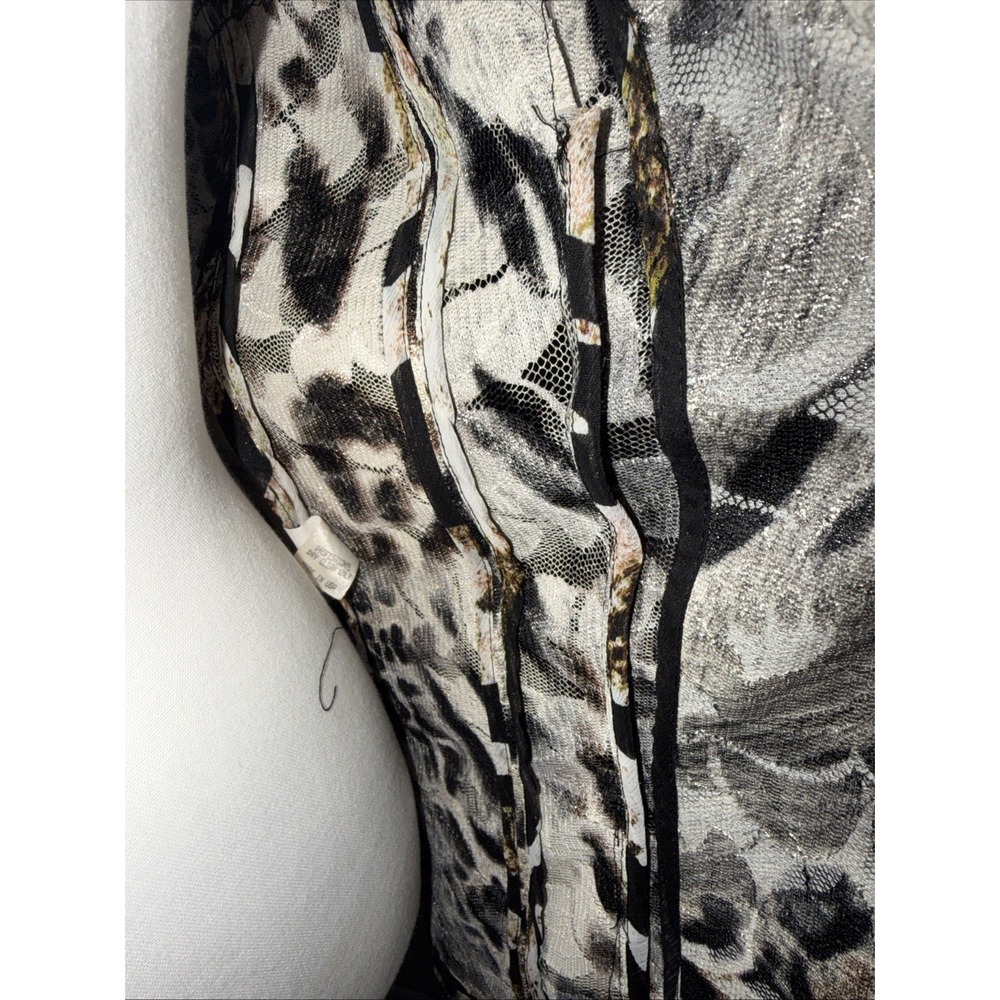Alberto Makali Leopard Print Lace Blazer Womens L Brown Pockets Mob Wife 3/4 - Picture 9 of 11